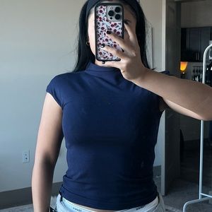 Cap sleeve mock neck short sleeve top